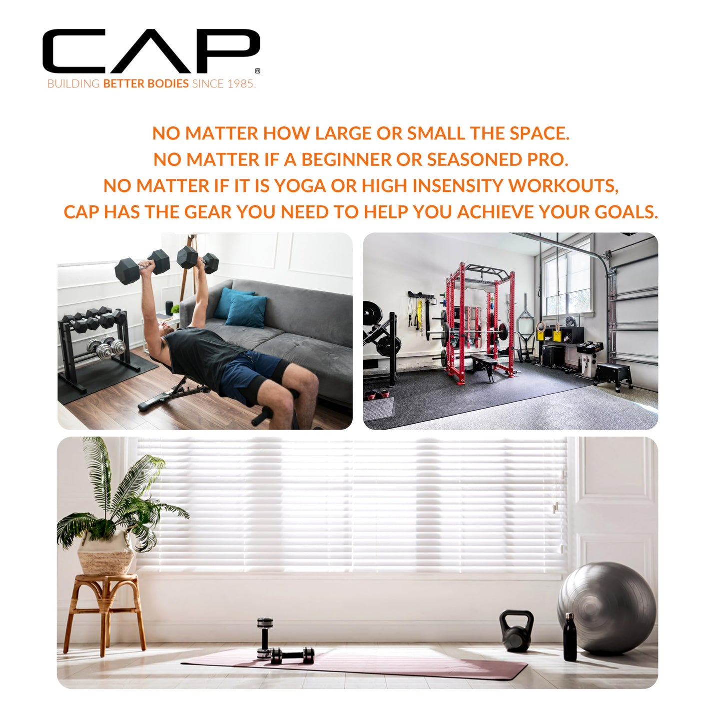 CAP Barbell 1/2-Inch High Density Exercise Yoga Mat with Strap | Multiple Options